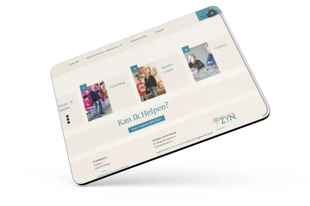Tablet met de website van een paramedische praktijk